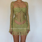 Butterfly set (Top & Skirt ) - Lime