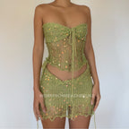 Butterfly set (Top & Skirt ) - Lime