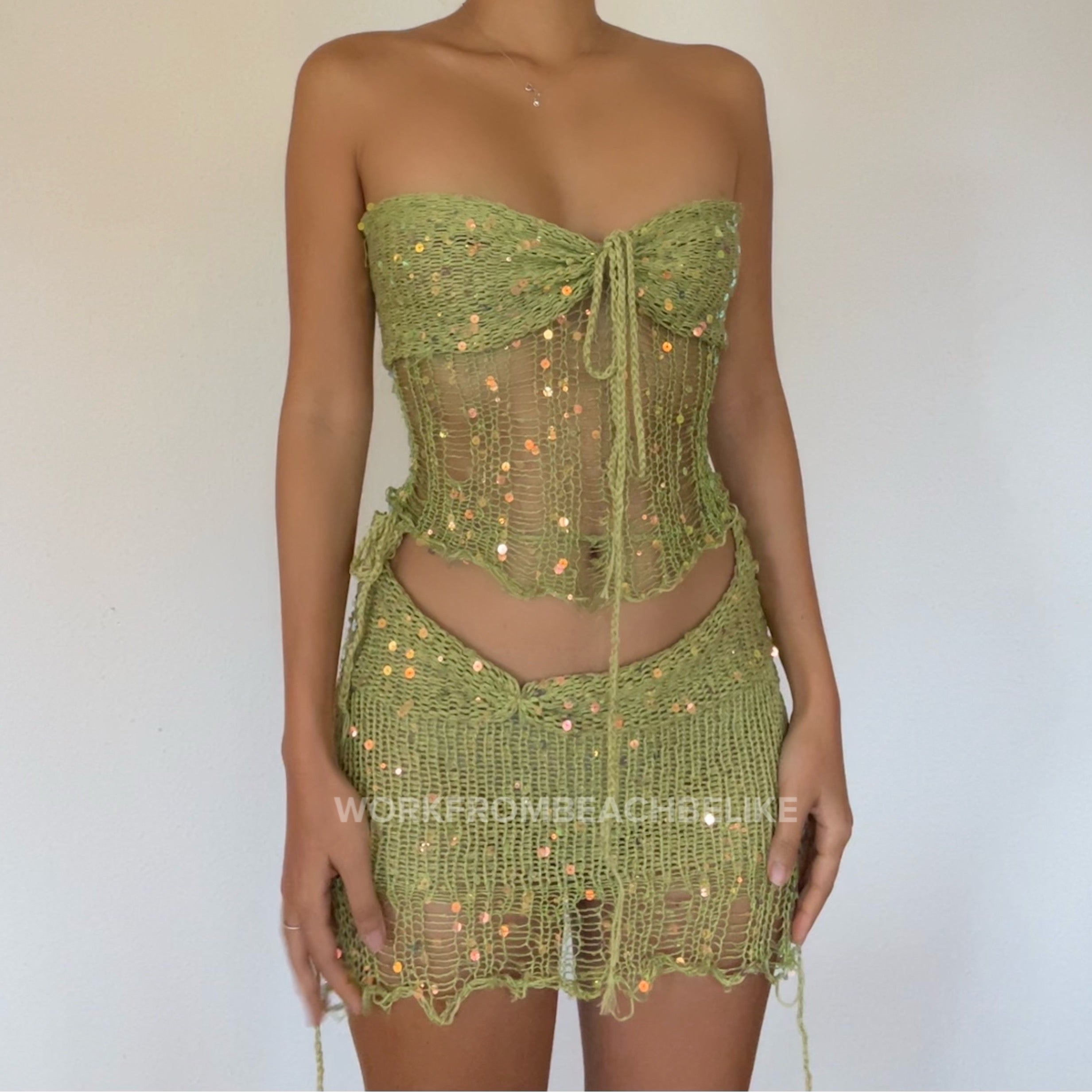 Butterfly set (Top & Skirt ) - Lime