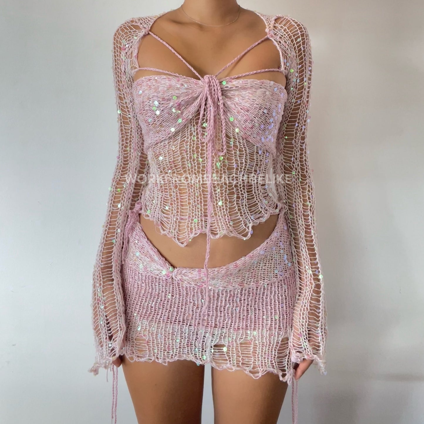 Butterfly set (Top & Skirt) - Pink