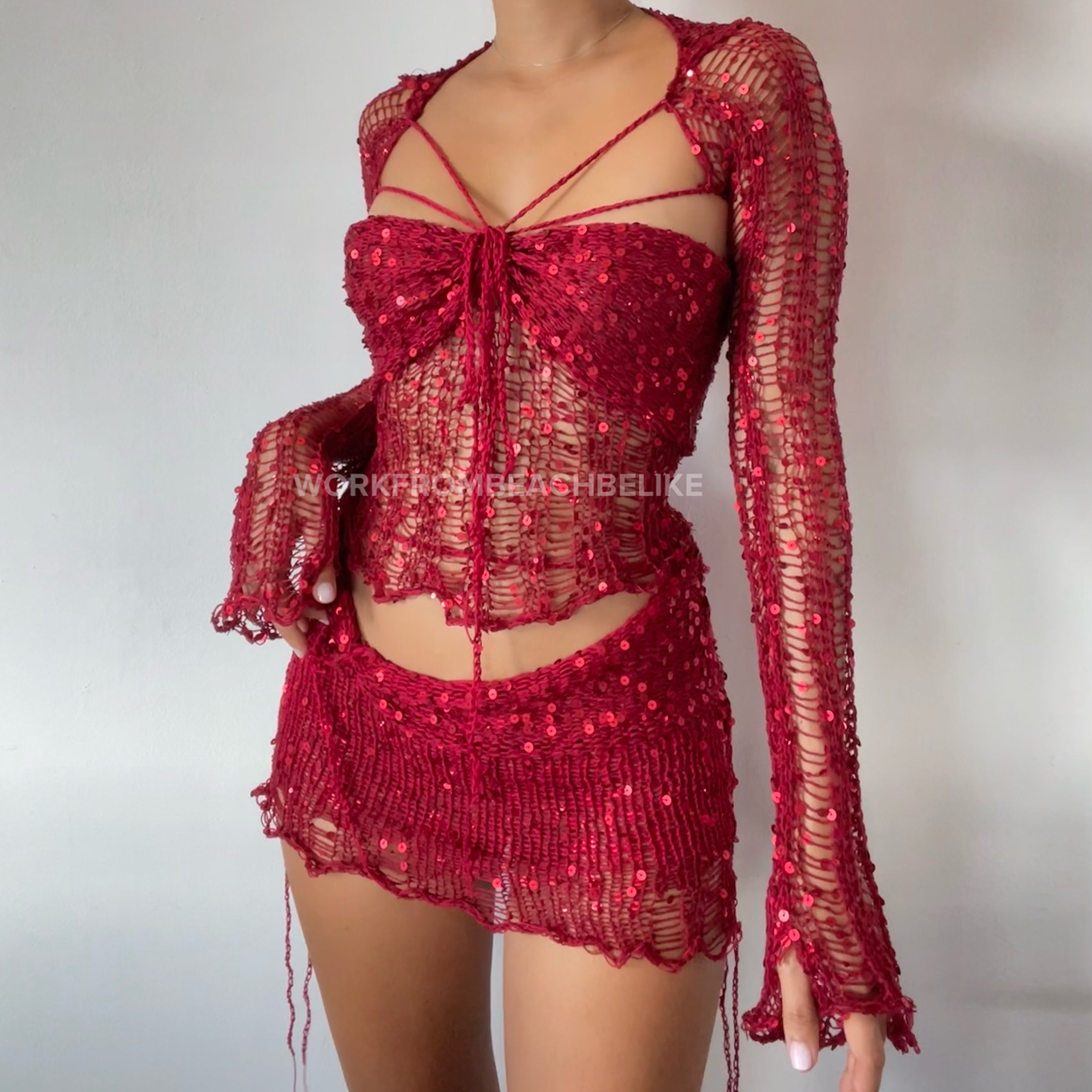 Butterfly set (Top & Skirt) - Red