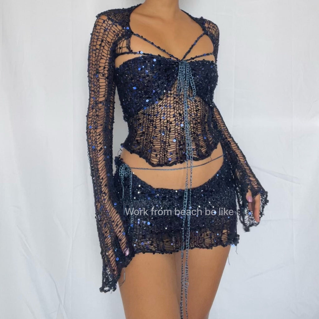 Butterfly set (Top & Skirt) - Dark Blue