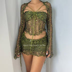 Butterfly set (Top&Skirt) - Olive green